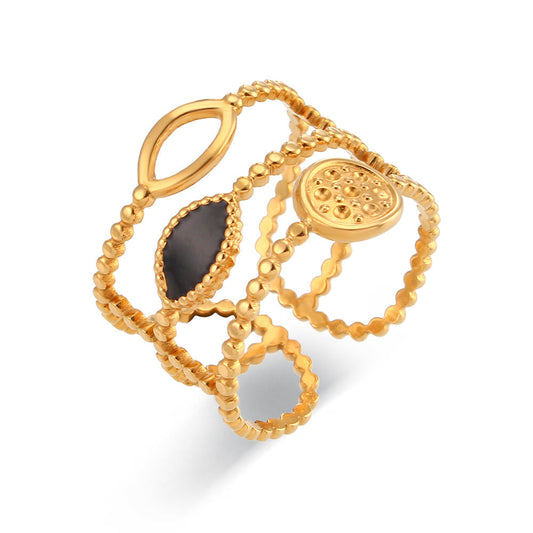 Dainty Gold Beaded French Adjustable Ring