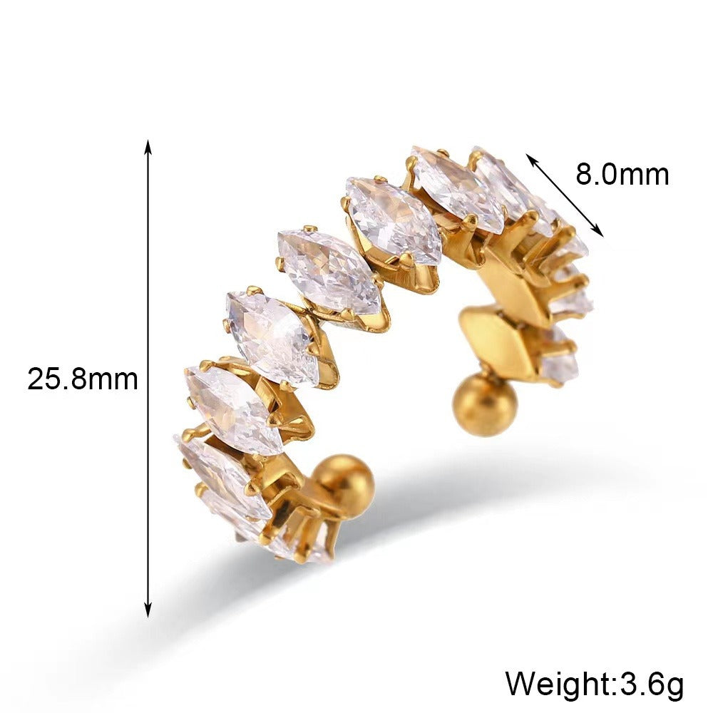 Zircon Marquise Gold Plated Adjustable Ring